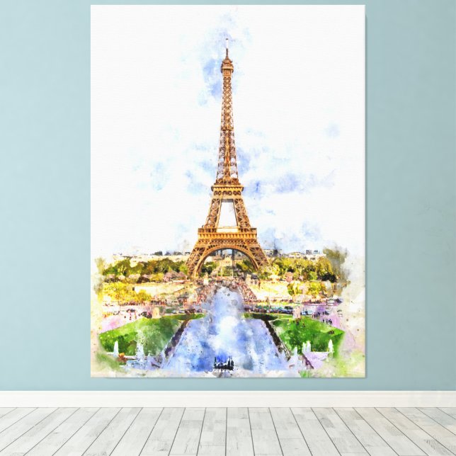Lienzo Torre Eiffel en París al atardecer nr2 (Insitu (piso de madera))
