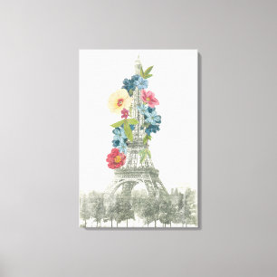 Lienzo Torre Eiffel floral el   París, Francia