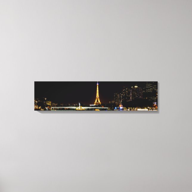 Lienzo Torre Eiffel iluminada por la noche en París (Anverso)