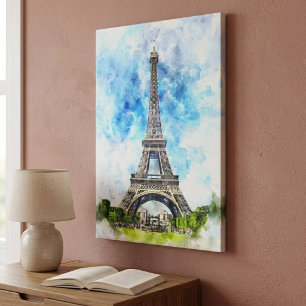 Lienzo Torre Eiffel París Francia Acuarela