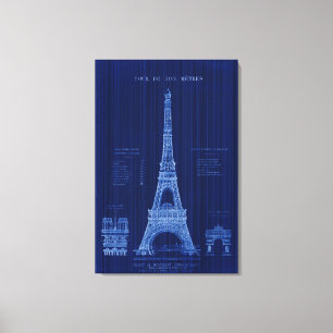 Lienzo Torre Eiffel París FRANCIA Plan de Construcción