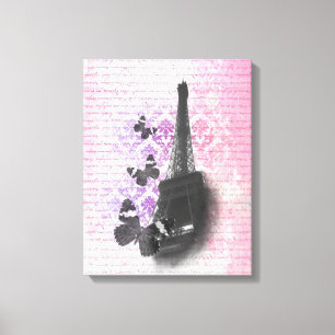 Lienzo Torre Eiffel y mariposas