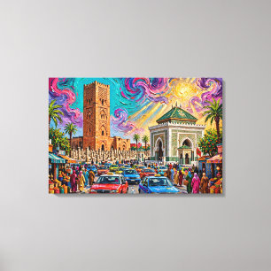 Lienzo Torre Hassan Rabat Impresionista Vibrante Marrueco