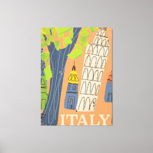 Lienzo Torre inclinada del poster de viaje vintage de Pis