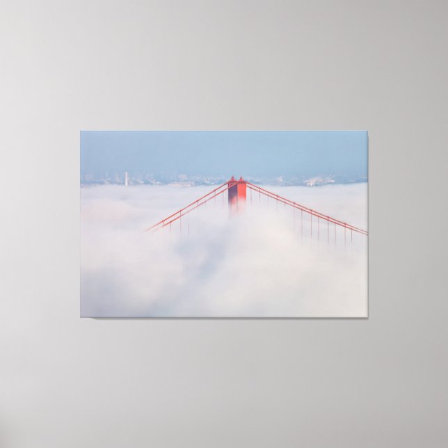 Lienzo Torre puente en niebla (Anverso)