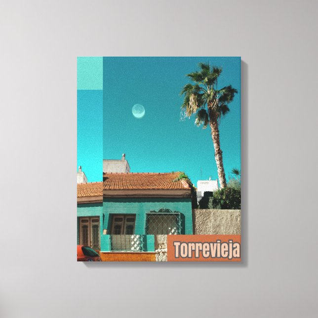 Lienzo Torrevieja en Naranja y Turqoise (Anverso)