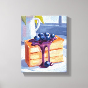 Lienzo Torta De Postre De Pastelería De Arándanos Acuarel