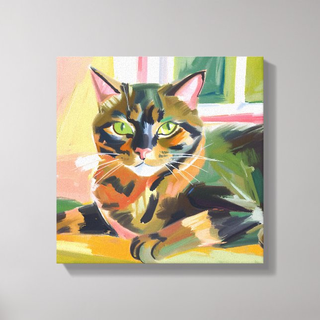 Lienzo Tortoiseshell Cat | Hermosa pintura de gatos (Anverso)