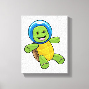 Lienzo Tortuga como astronauta con bola de vidrio