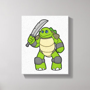 Lienzo Tortuga como guerrero con espada