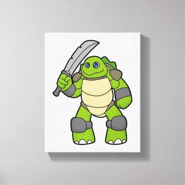 Lienzo Tortuga como guerrero con espada (Anverso)
