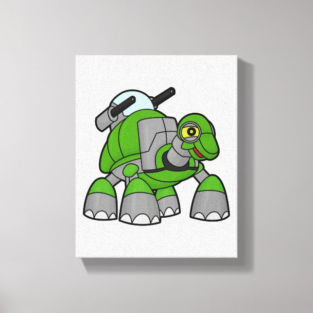 Lienzo Tortuga como robot con cañones (Anverso)