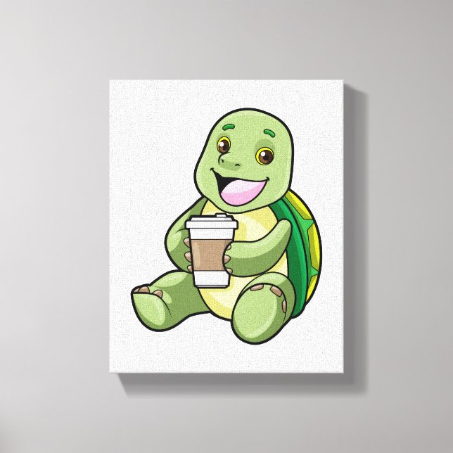 Lienzo Tortuga con caparazón y café a tomar (Anverso)