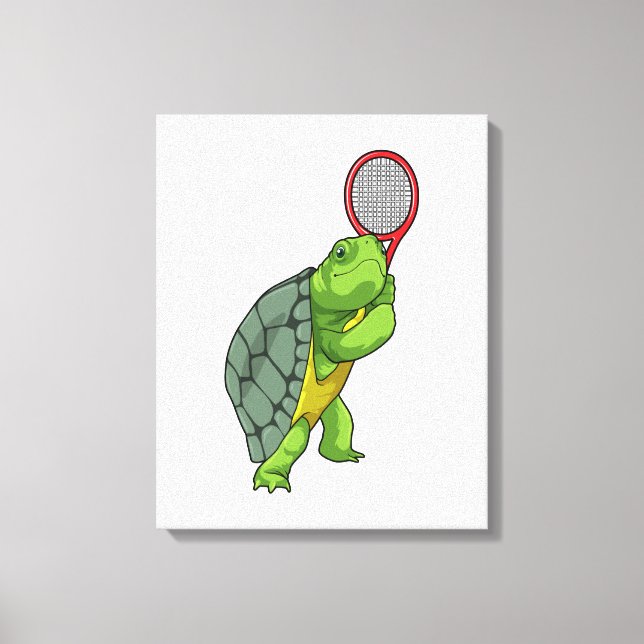 Lienzo Tortuga de tenis con raqueta de tenis (Anverso)