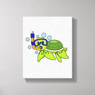 Lienzo Tortuga para bucear con tubo