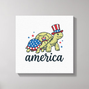 Lienzo Tortuga Patriótica América Diseño de Grabado Vinta