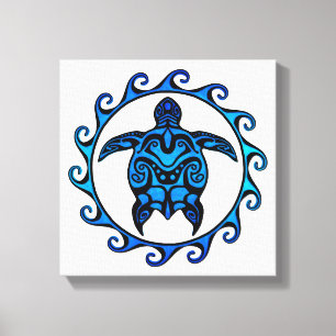 Lienzo Tortuga tribal azul Sun