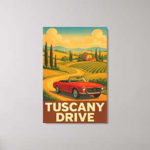 Lienzo Toscana Drive : Viaje estilo vintage de los años 7