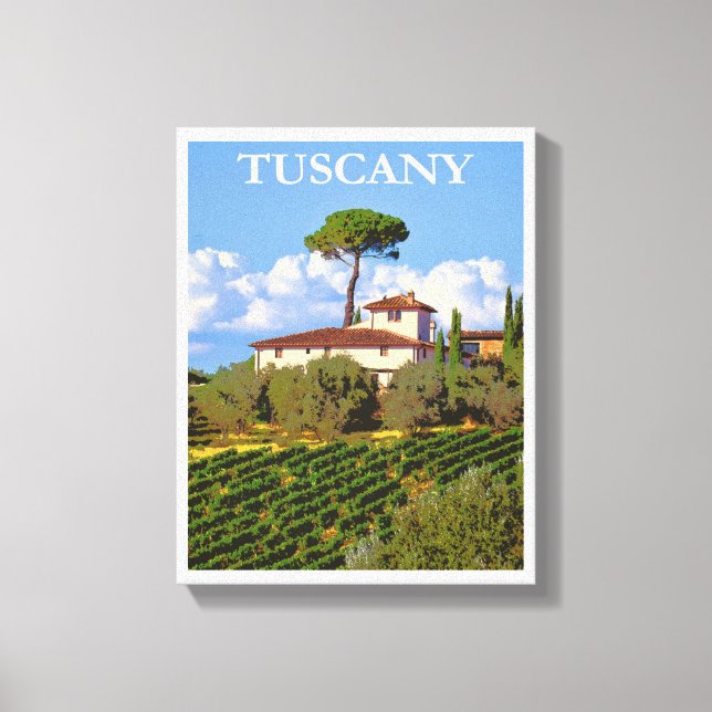 Lienzo Toscana Italia Viaje de Vintage Villa Poster (Anverso)