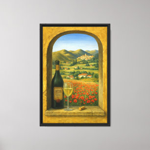 Lienzo Toscana Toscana Wine and Poppy View Canvas Wall Ar