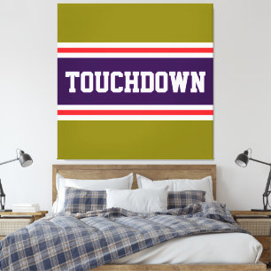 Lienzo TOUCHDOWN Morado Rojo Blanco Aceituna Rayas de Car