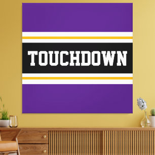 Lienzo TOUCHDOWN Sporty Purple Black Football Strips