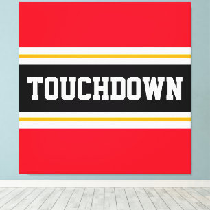 Lienzo TOUCHDOWN Sporty Red Black Football Strips