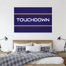 TOUCHDOWN Texto Blanco Rayas Naranja Azul Marino