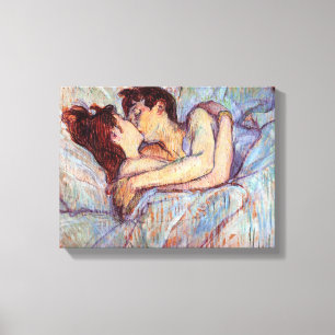 Lienzo Toulouse Lautrec - En la cama El beso Amantes lesb