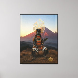 Lienzo Toyotomi Hideyoshi Monte Fuji Armadura de Samurái
