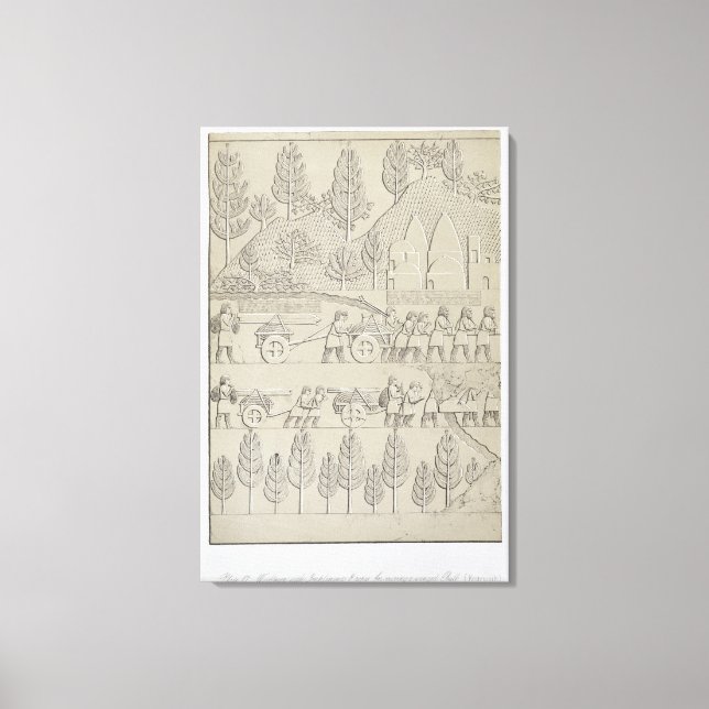 Lienzo Trabajadores con implementos y cuerdas para mover  (Anverso)