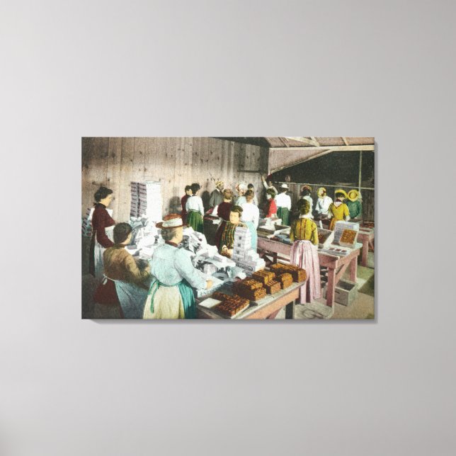 Lienzo Trabajadores que empaquetan productosFresno, CA (Anverso)