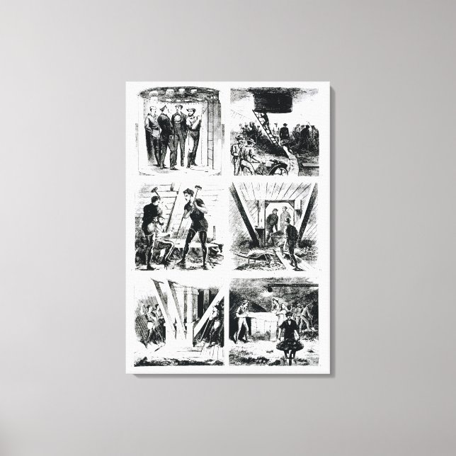 Lienzo Trabajar dentro de las caisones, conspirando sobre (Anverso)