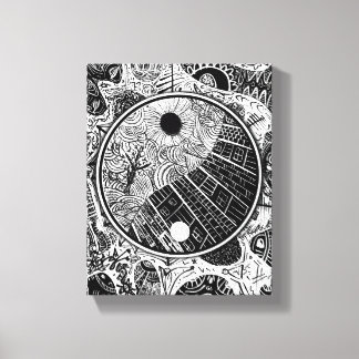 Lienzo Trabajo circular de línea de Yin Yang Phrame