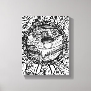 Lienzo Trabajo de línea ilustrado en blanco y negro de be