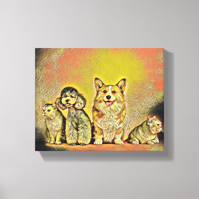 Lienzo Trabajo de Mascota feliz (Anverso)