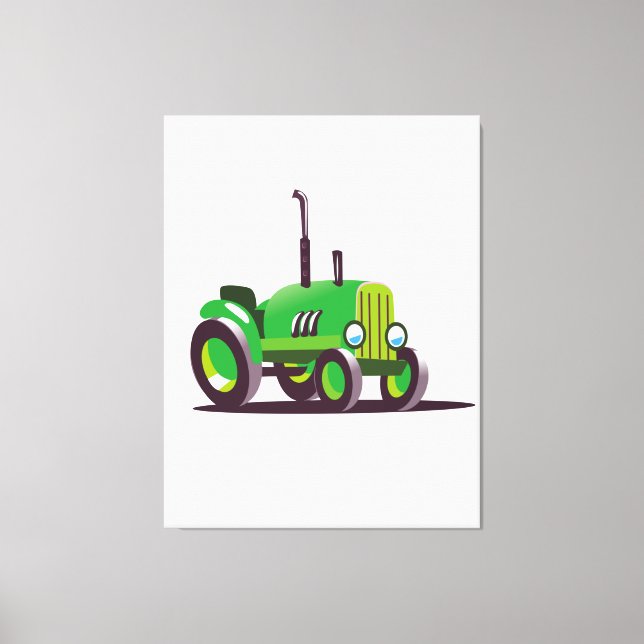 Lienzo Tractor verde de corte (Anverso)