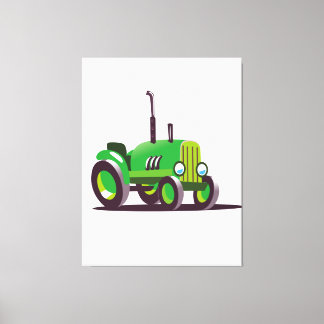 Lienzo Tractor verde de corte