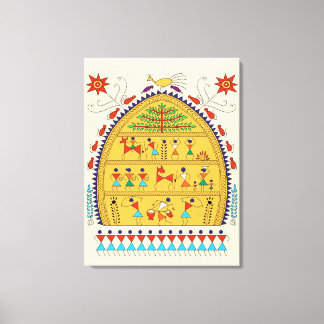 Lienzo Traditional Indian Folk Art Canvas – Handcrafted 