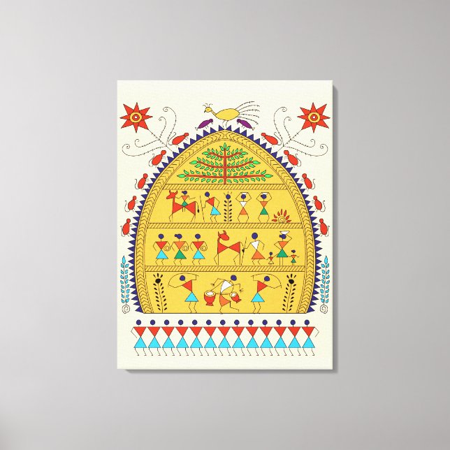 Lienzo Traditional Indian Folk Art Canvas – Handcrafted  (Anverso)