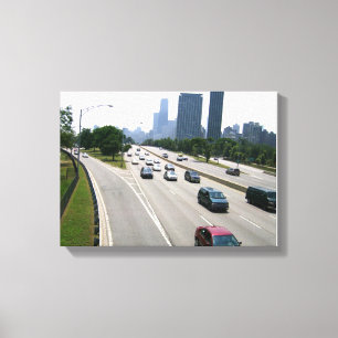 Lienzo Tráfico en hora punta en Chicago