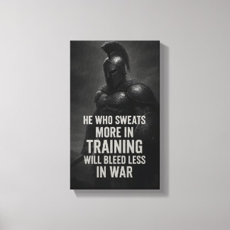 Lienzo Train Like a Warrior: Sweat More, Bleed Less
