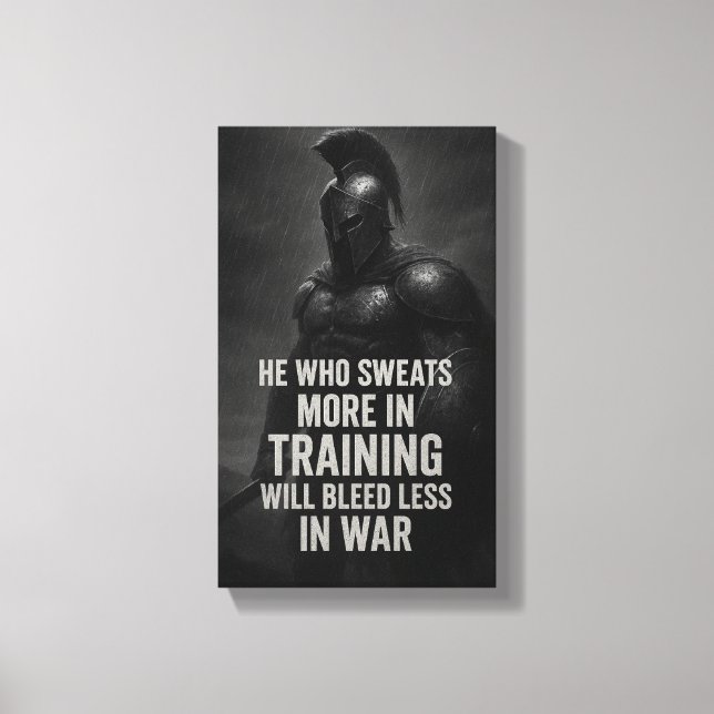 Lienzo Train Like a Warrior: Sweat More, Bleed Less (Anverso)