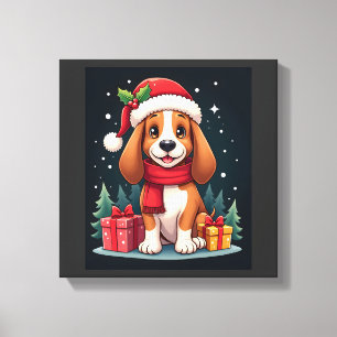 Lienzo Trajes de Navidad para Perro Basset Hound Gorro de