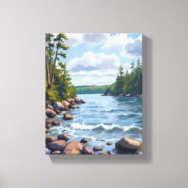 Lienzo Tranquil Tahoe Lake Shore Watercolor Painting