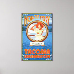 Lienzo Transbordador del montar a caballo de la mujer -