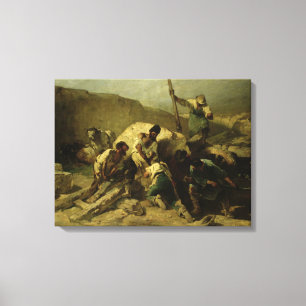 Lienzo Transportar bloques de piedra