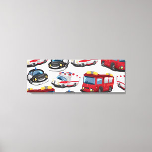 Lienzo Transporte de policías, ambulancias y servicios de