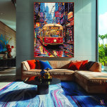 Lienzo Tranvía de ciudad Pop Art con reflejos de neón<br><div class="desc">Disfruta de la energía vibrante de la ciudad con este audaz arte pop que presenta un tranvía retro rodeado de calles iluminadas con neón. Los colores electrizantes y reflejos crean una composición dinámica y animada, perfecta para fanáticos del arte pop, entusiastas urbanos y aquellos que buscan decoración colorida y moderna....</div>