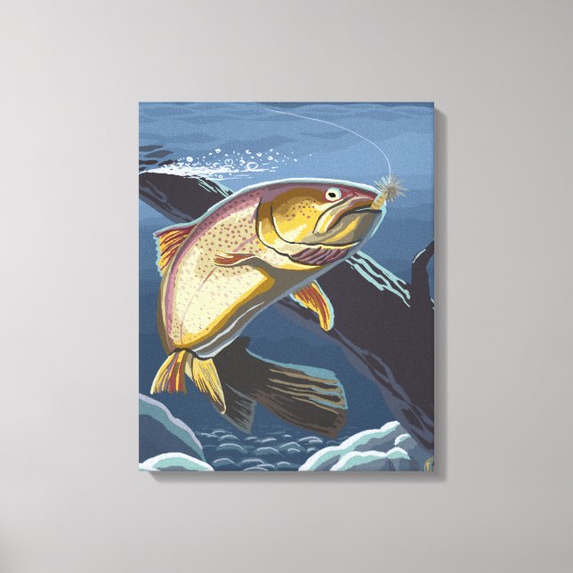 Lienzo Traslado de pesca de trucha - Wyoming (Anverso)